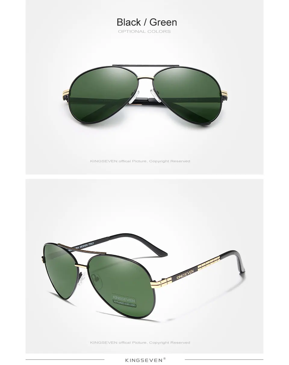 KINGSEVEN Design Men's Glasses Pilot HD Polarized Sunglasses For Men/Women Driving Sun Glasses With Emboss Logo Oculos De Sol 22