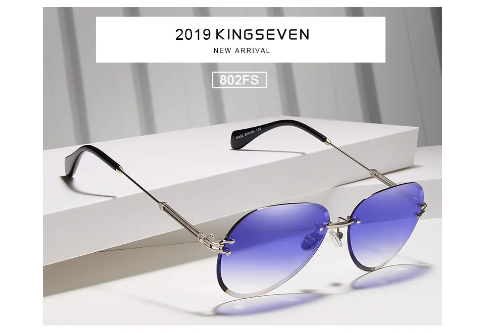 KINGSEVEN 2019 DESIGN Vintage Fashion Sun glasses Rimless Women Sunglasses Gradient Lens Brand Designer Oculos De Sol Feminino 13
