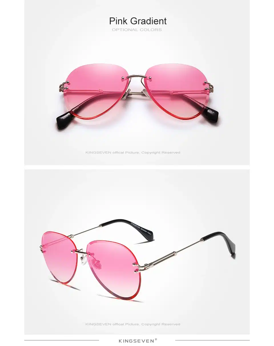 KINGSEVEN 2019 DESIGN Vintage Fashion Sun glasses Rimless Women Sunglasses Gradient Lens Brand Designer Oculos De Sol Feminino 20