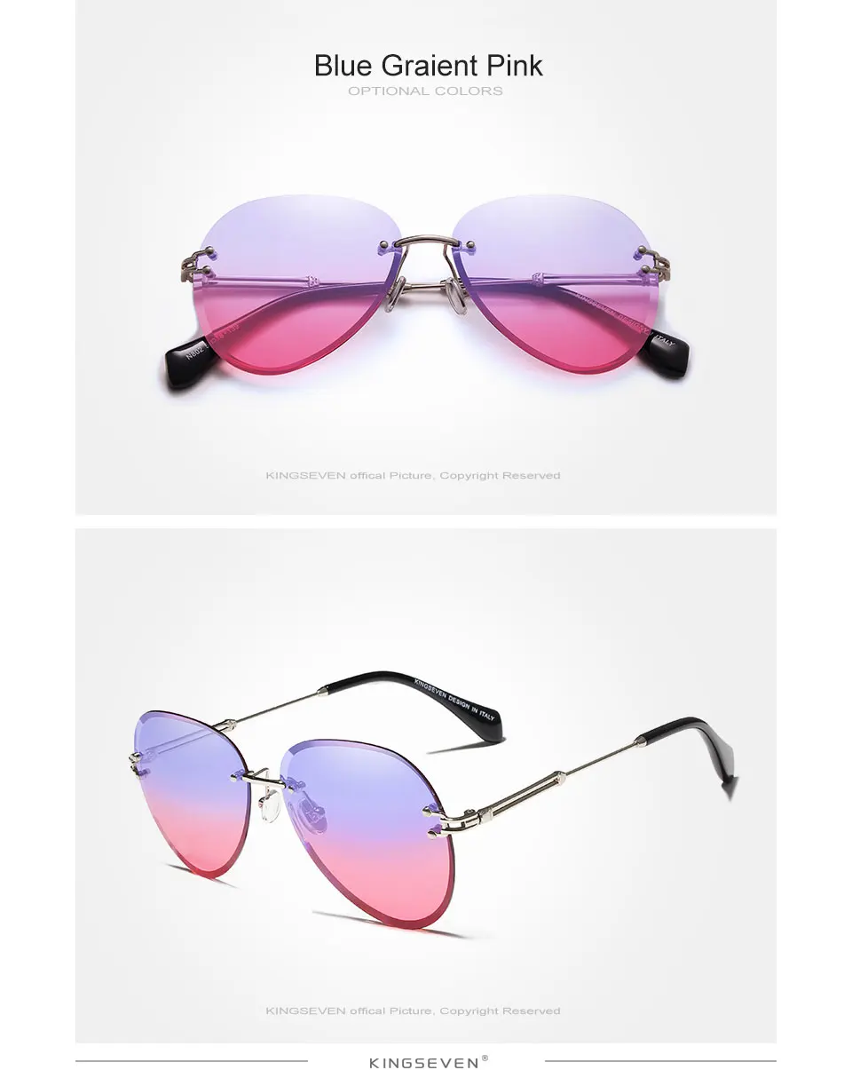 KINGSEVEN 2019 DESIGN Vintage Fashion Sun glasses Rimless Women Sunglasses Gradient Lens Brand Designer Oculos De Sol Feminino 21
