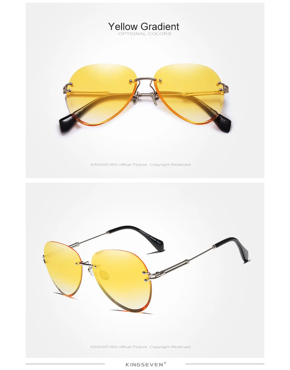 KINGSEVEN 2019 DESIGN Vintage Fashion Sun glasses Rimless Women Sunglasses Gradient Lens Brand Designer Oculos De Sol Feminino 22