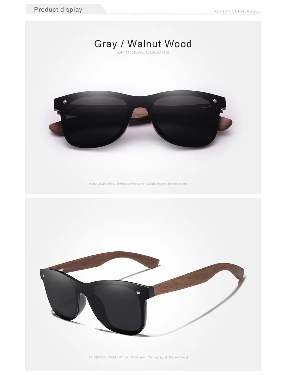 KINGSEVEN 2019 Handmade Walnut Wooden Eyewear Polarized Mirror Sunglasses Men Women Vintage Design Oculos de sol masculino UV400 17
