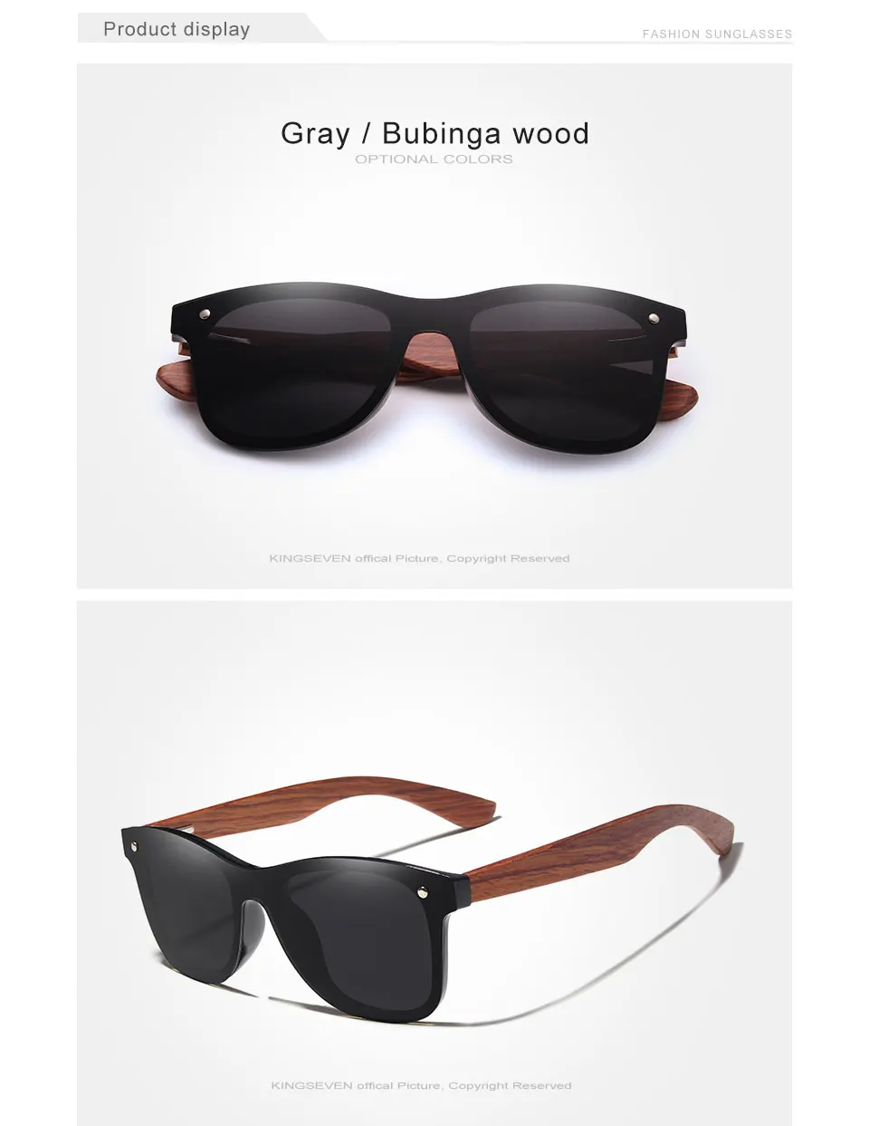 KINGSEVEN Gray Polarized Lens New Zebra Wood Sunglasses Women Men Luxury Brand Vintage Wooden Sun Glasses Retro Eyewear 13