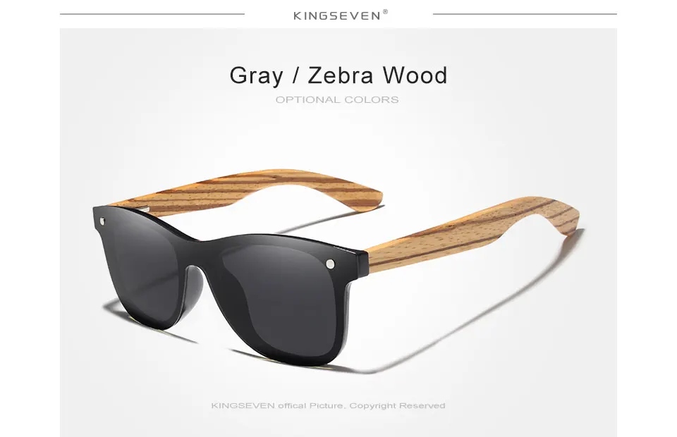 KINGSEVEN Gray Polarized Lens New Zebra Wood Sunglasses Women Men Luxury Brand Vintage Wooden Sun Glasses Retro Eyewear 15