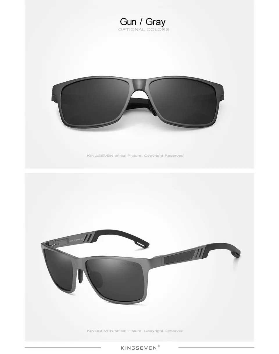 KINGSEVEN Unisex Aluminum Square Men/Women Polarized Mirror UV400 Sun Glasses Eyewear Sunglasses For Men oculos de sol 17