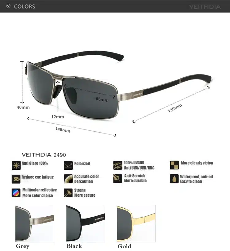 VEITHDIA Brand Men's Sunglasses Polarized Sun Glasses Driving Glasses oculos de sol masculino Eyewear Accessories shades For Men 2