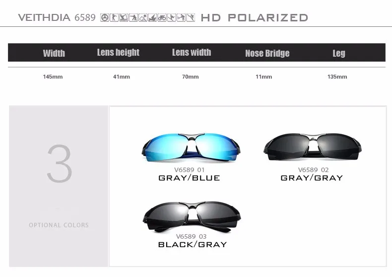 VEITHDIA Polarized Sunglasses Men New Arrival Brand Designer Sun Glasses With Original Box gafas oculos de sol masculino 6589 16