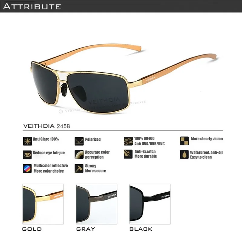 VEITHDIA Brand Designer Sunglasses Men HD Polarized Lens Male Sun Glasses Eyewear Accessories gafas oculos de sol masculino 2458 13