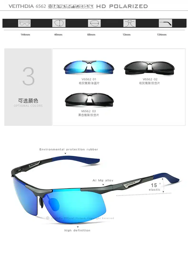 Veithdia Aluminum Magnesium Semi rimless Sunglasses Polarized Men Coating Mirror Driving Sun Glasses Eyewear Accessories shades 13