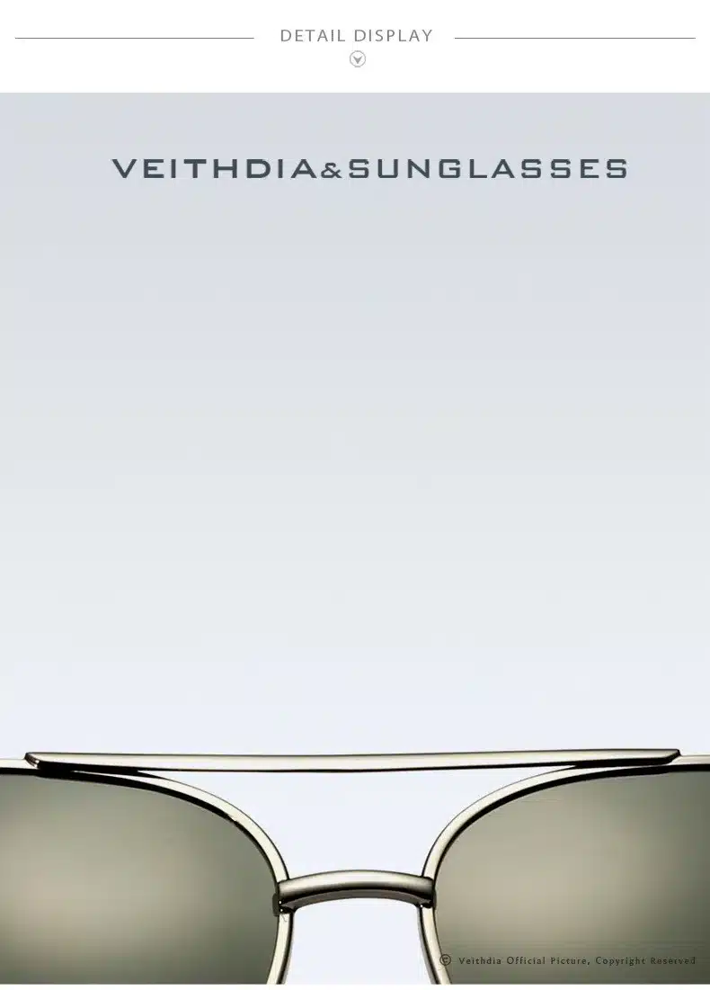 VEITHDIA Brand Designer Polarizerd Sunglasses Men Glass Mirror Green Lense Vintage Sun Glasses Eyewear Accessories Oculos 3152 35