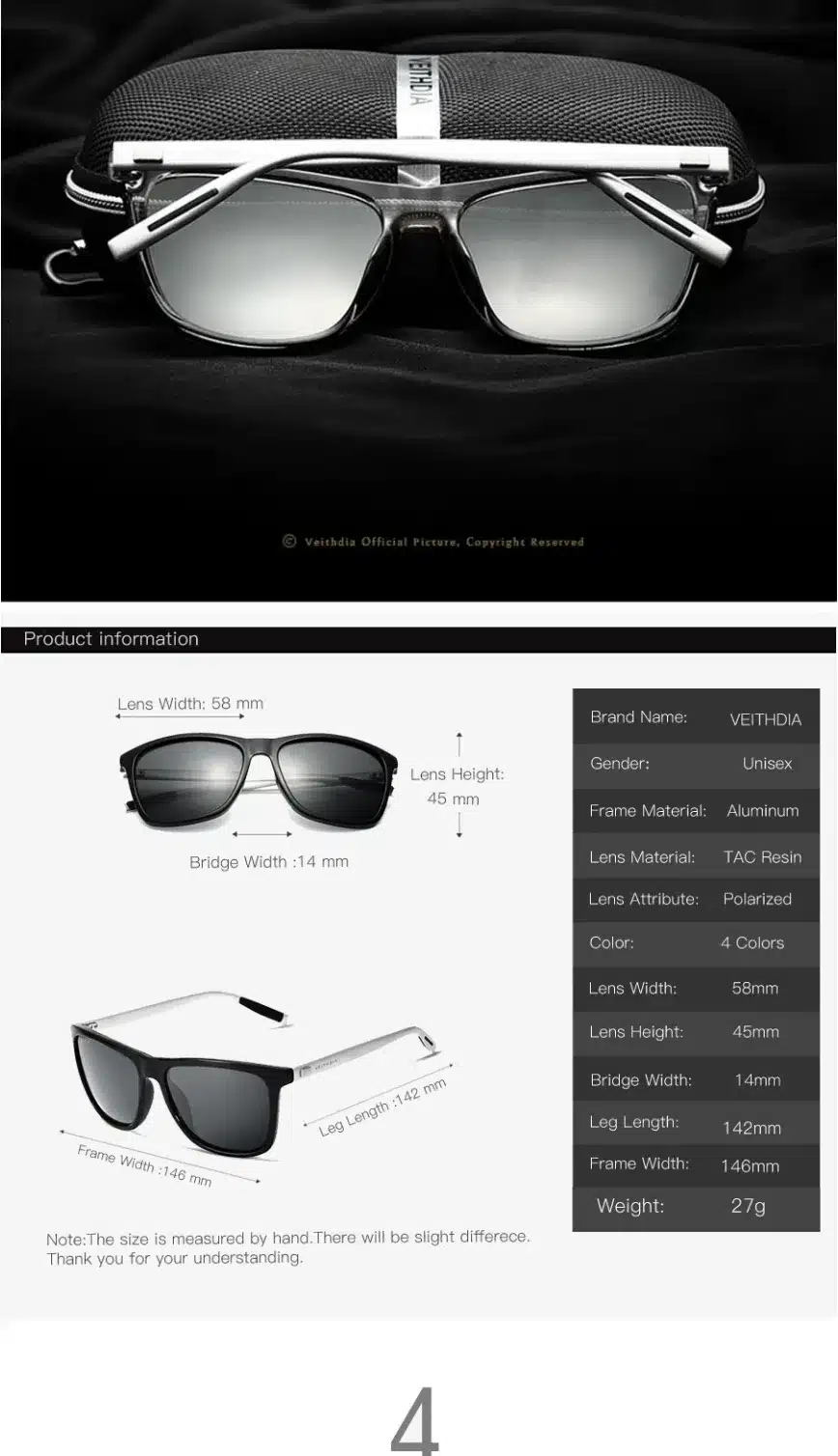 VEITHDIA Brand Unisex Retro Aluminum+TR90 Sunglasses Polarized Lens Vintage Eyewear Accessories Sun Glasses For Men/Women 6108 12