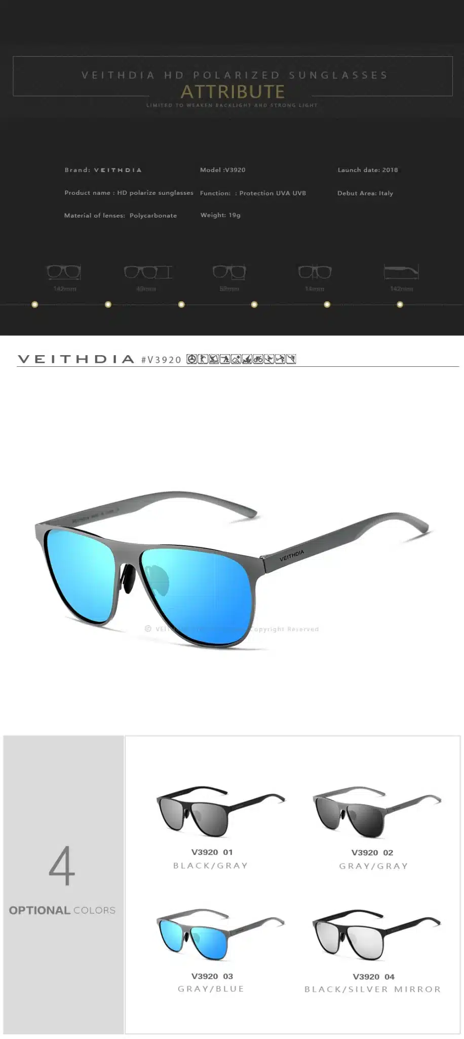 New VEITHDIA Brand Unisex Stainless Steel Sunglasses Polarized Eyewear Accessories Male Sun Glasses For Men/Women gafas VT3920 13