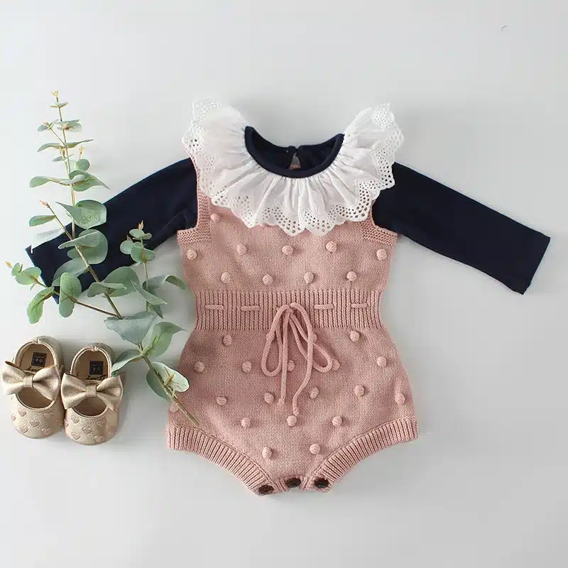 Baby Knitted Clothes Autumn Knit Baby Rompers Girl Pompom Baby Girl Romper Boys Jumpsuit Overall Newnborn Infant Baby Clothes 12