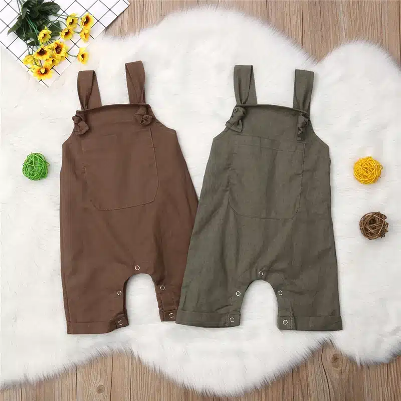 Newborn Baby Boys Girls Solid Dungarees Bib Pants Infant Romper Jumpsuit Overalls Outfits 2019 Toddler New Fashion Baby Clothes 9