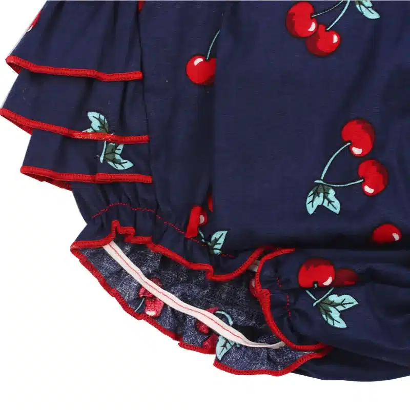 2019 Cotton Baby Girl Rompers Headband Set Sleeveless Toddler Ruffled Cherry pattern Romper Photography Props Clothes YC053 17