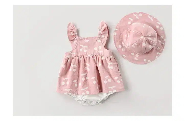 Baby Clothes baby rompers New Summer Clothes 2019 spring Fashion cute cherry Prints kids clothing rompers dress with hat 14