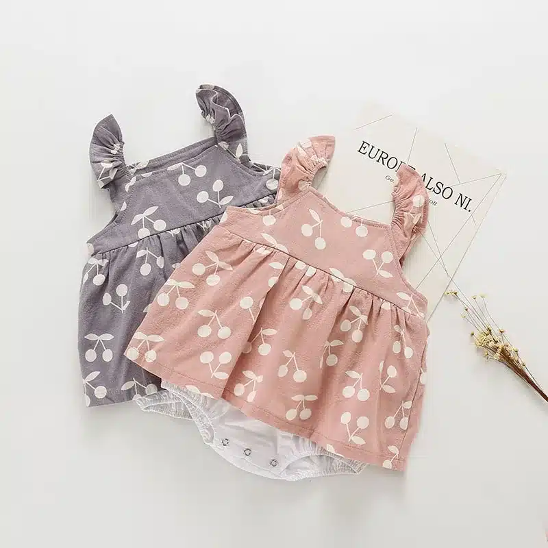 Baby Clothes baby rompers New Summer Clothes 2019 spring Fashion cute cherry Prints kids clothing rompers dress with hat 29