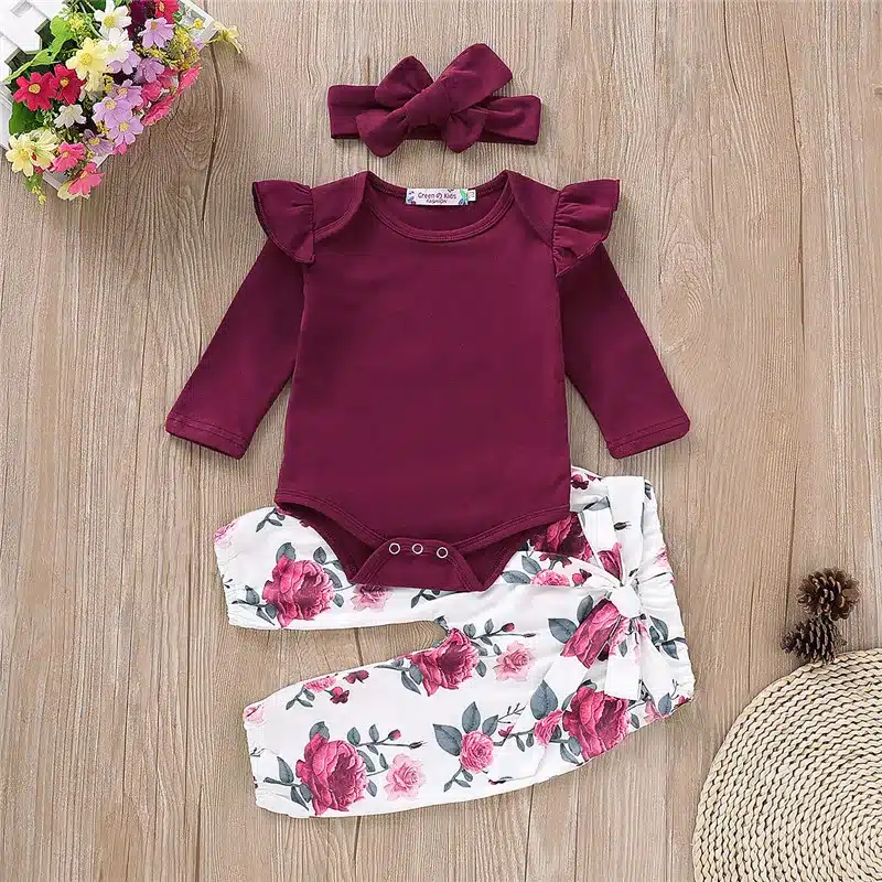Wisefin Floral Baby Girl Clothes Long Sleeve Autumn Winter Newborn Outfit For Girl Casual Flower Print Infant Girl Clothing Set 13