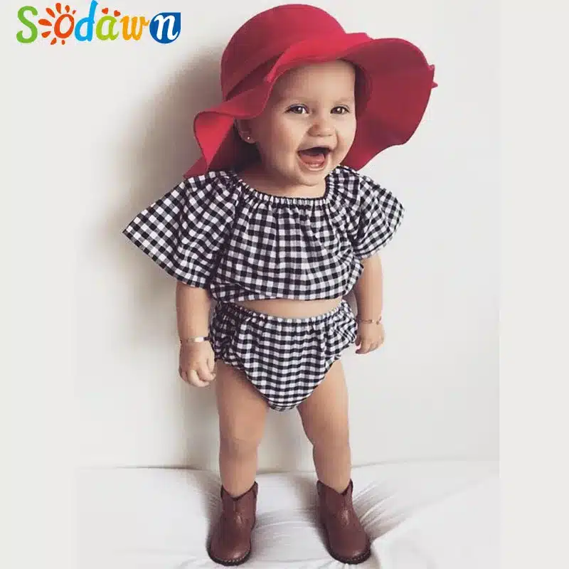 Sodawn 2018 Fashion Summer Style DOT Baby Girl Clothes COTTON Clothing Set Baby Clothing 29