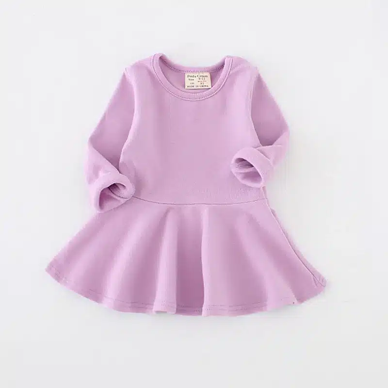 Girls Dress princess Autumn Kids Dresses for Baby Girls clothes Long Petal Sleevel solid Children Clothing 1-4Y 8