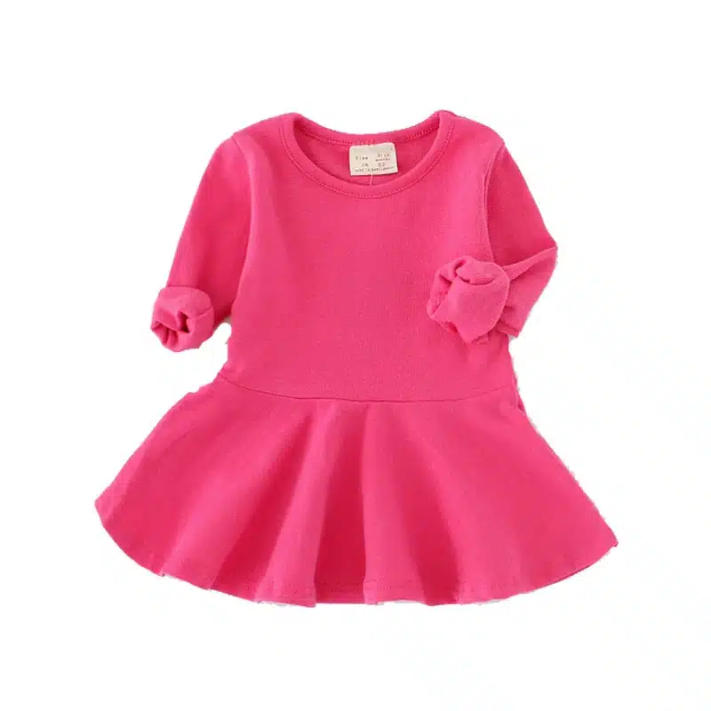 Girls Dress princess Autumn Kids Dresses for Baby Girls clothes Long Petal Sleevel solid Children Clothing 1-4Y 12