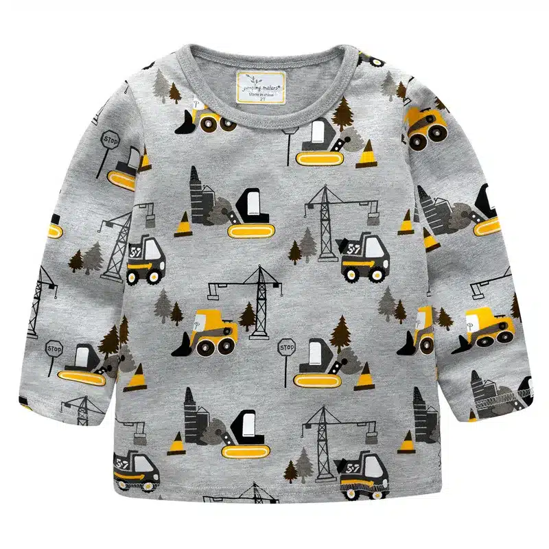Jumping meters Boys Tshirt Baby Boy Clothes Forklift Pattern Children T shirts Toddler Boy Long Sleeve Tops 2018 Brand boy shirt 14