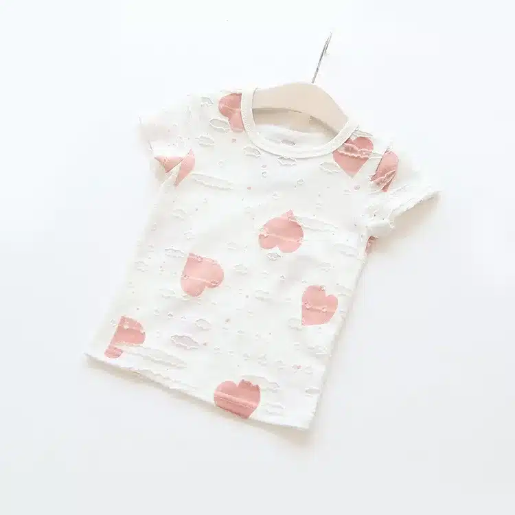 Baby Girls Clothes Sets 2019 Summer Heart Printed Girl Short Sleeve Tops Shirts + Shorts Casual Kids Children's Clothing Suit 16