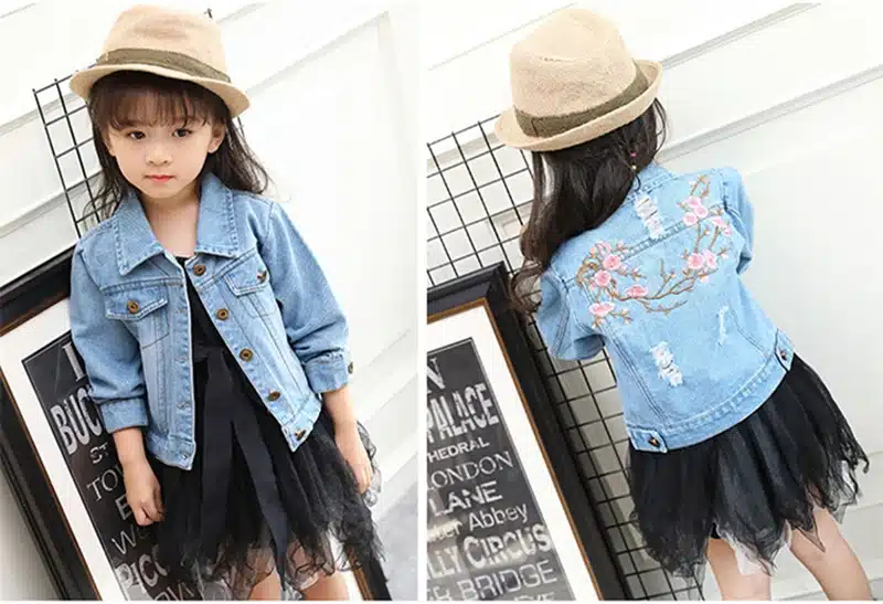 LILIGIRL Long-Sleeve Kids Denim Jackets for Girls Baby Embroidered Coat Clothes 2-8Y 2019 Children Spring Fashion Outwear New 3