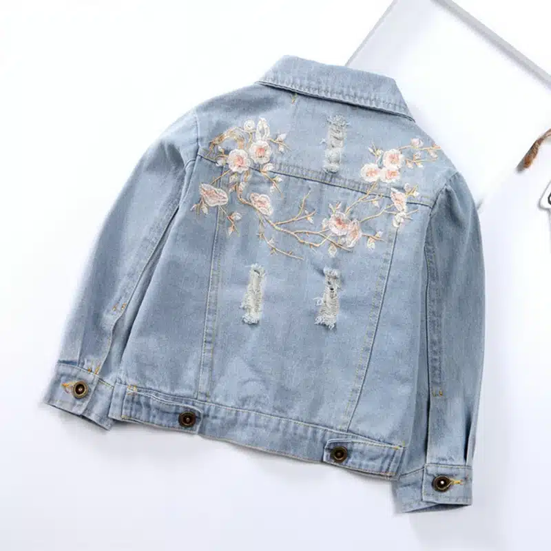 LILIGIRL Long-Sleeve Kids Denim Jackets for Girls Baby Embroidered Coat Clothes 2-8Y 2019 Children Spring Fashion Outwear New 8