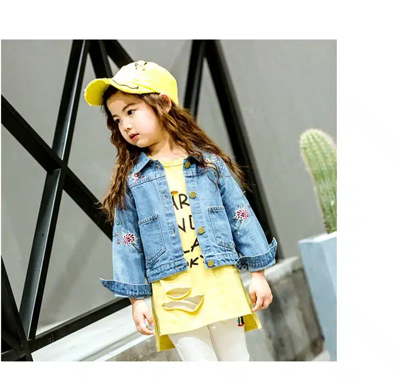LILIGIRL Long-Sleeve Kids Denim Jackets for Girls Baby Embroidered Coat Clothes 2-8Y 2019 Children Spring Fashion Outwear New 18
