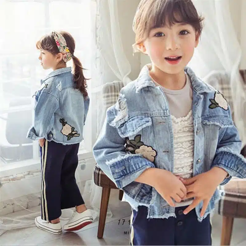 LILIGIRL Long-Sleeve Kids Denim Jackets for Girls Baby Embroidered Coat Clothes 2-8Y 2019 Children Spring Fashion Outwear New 20