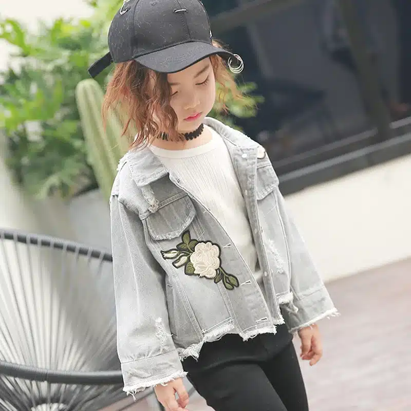 LILIGIRL Long-Sleeve Kids Denim Jackets for Girls Baby Embroidered Coat Clothes 2-8Y 2019 Children Spring Fashion Outwear New 21