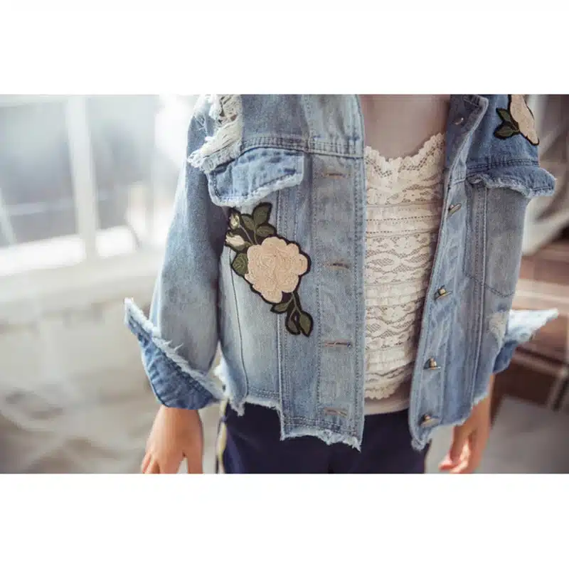 LILIGIRL Long-Sleeve Kids Denim Jackets for Girls Baby Embroidered Coat Clothes 2-8Y 2019 Children Spring Fashion Outwear New 24