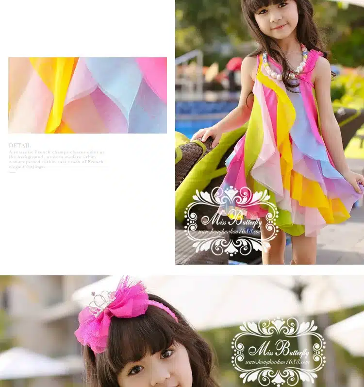 New baby girls dress summer style sleeveless fancy dress for girls party beach dress baby kids fashion clothes children dress 5