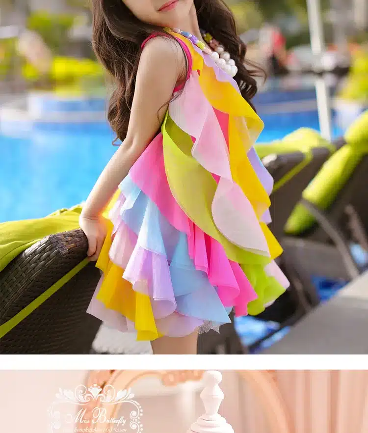 New baby girls dress summer style sleeveless fancy dress for girls party beach dress baby kids fashion clothes children dress 6