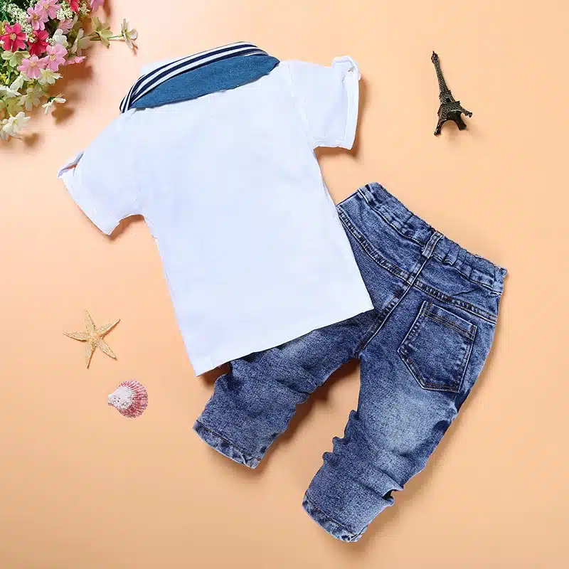 Baby Boy Clothes Casual T-Shirt+Scarf+Jeans 3pc Baby Clothing Set Summer Child Kids Costume For Boys 2017 Toddler Boys Clothes 15