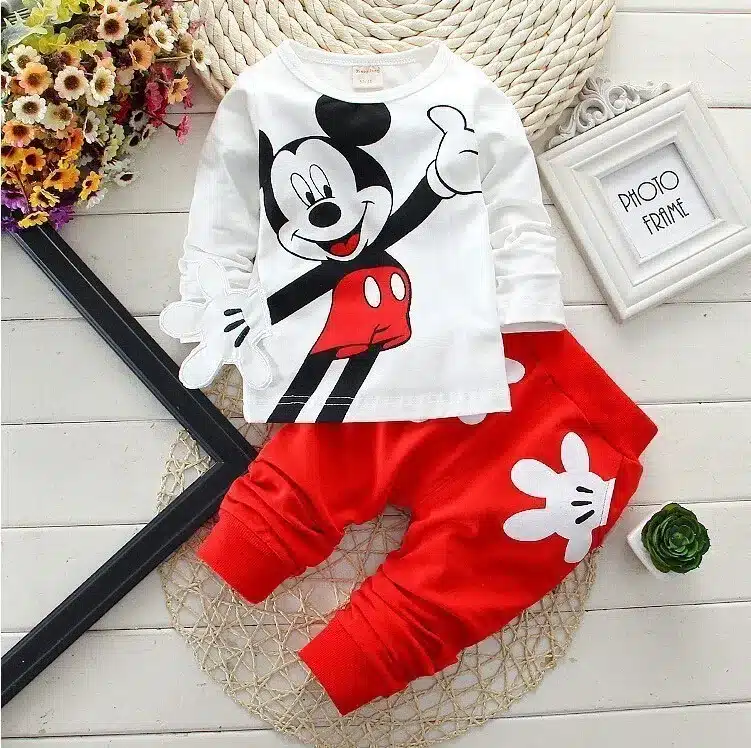 2019 Fashion Brand Autumn Children Boy Girl Clothing Sets Baby Cotton Cute Mouse T-shirt Pants 2pcs Clothes Toddler Tracksuit 12