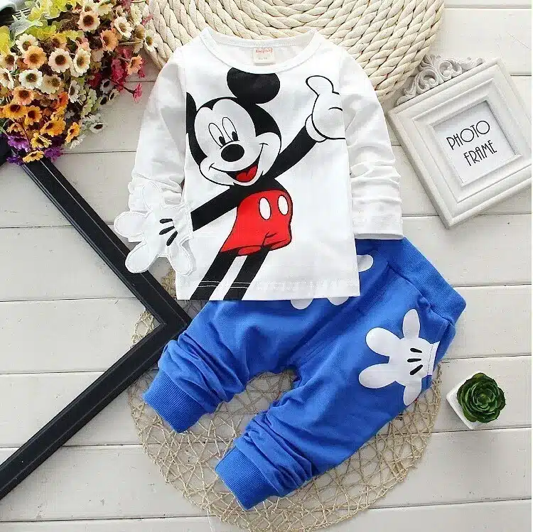 2019 Fashion Brand Autumn Children Boy Girl Clothing Sets Baby Cotton Cute Mouse T-shirt Pants 2pcs Clothes Toddler Tracksuit 13