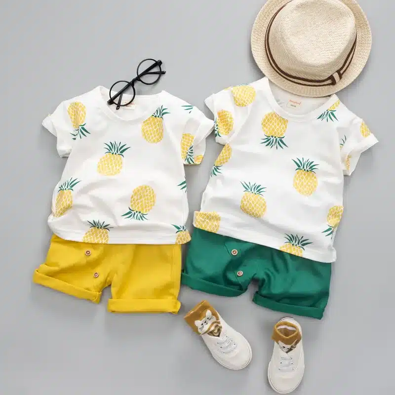 Baby Boys Girls Summer Clothes Fashion Cotton Set Printed Fruit Sports Suit For A Boy T-Shirt + Shorts Children'S Clothing 2