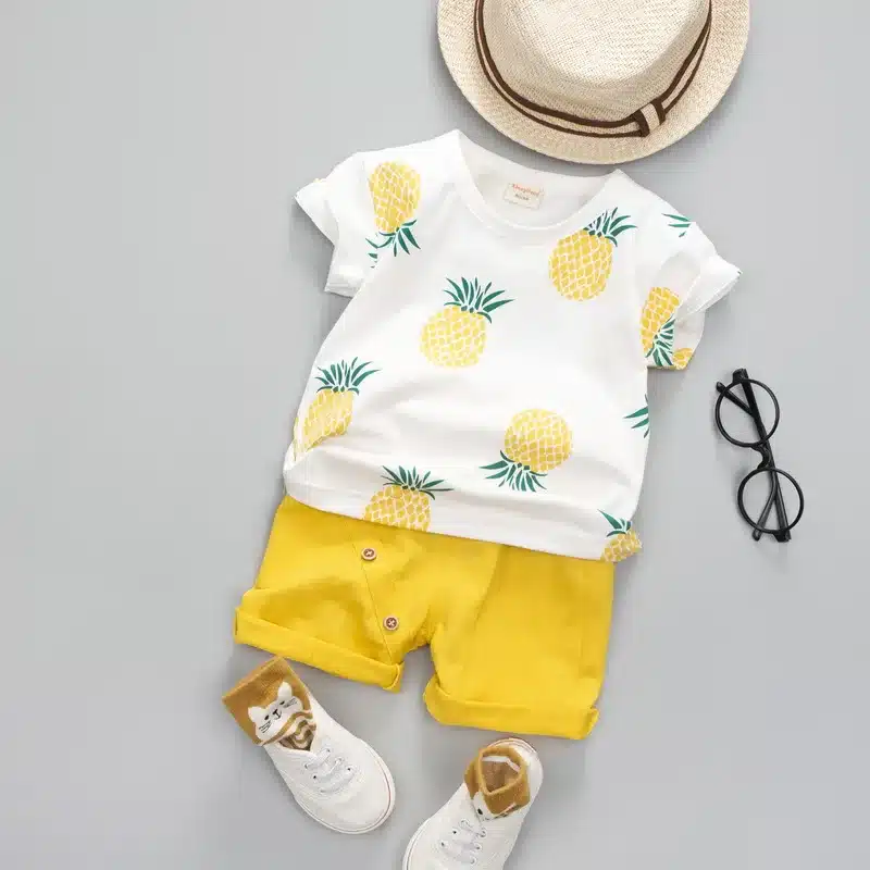 Baby Boys Girls Summer Clothes Fashion Cotton Set Printed Fruit Sports Suit For A Boy T-Shirt + Shorts Children'S Clothing 3