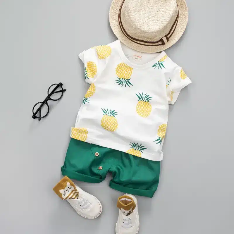 Baby Boys Girls Summer Clothes Fashion Cotton Set Printed Fruit Sports Suit For A Boy T-Shirt + Shorts Children'S Clothing 4