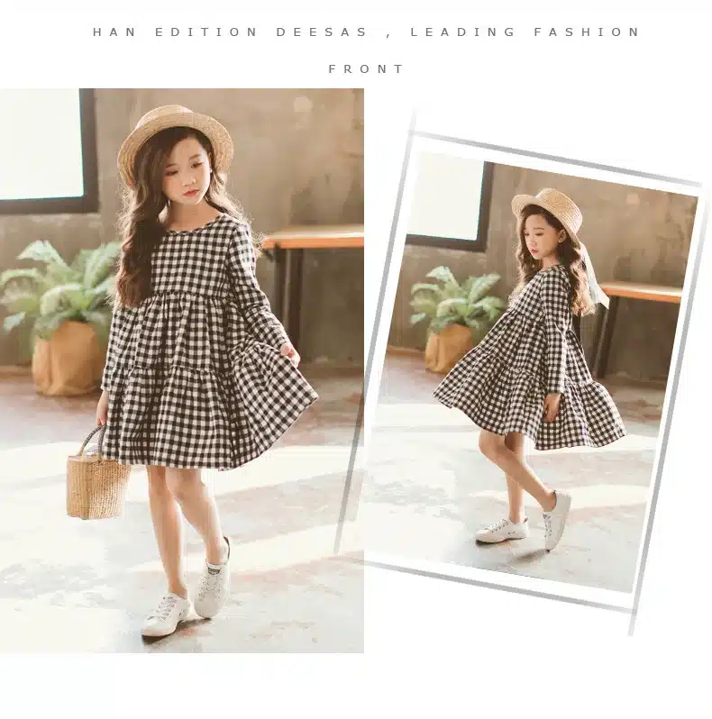 Thick 2019 Autumn New Girls Dresses Children Cotton Dress Kids Plaid Dress Bow Baby Girls' Cotton Dress Toddler Clothes,#2787 11