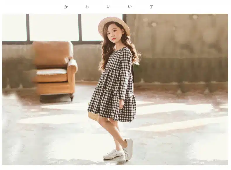 Thick 2019 Autumn New Girls Dresses Children Cotton Dress Kids Plaid Dress Bow Baby Girls' Cotton Dress Toddler Clothes,#2787 13