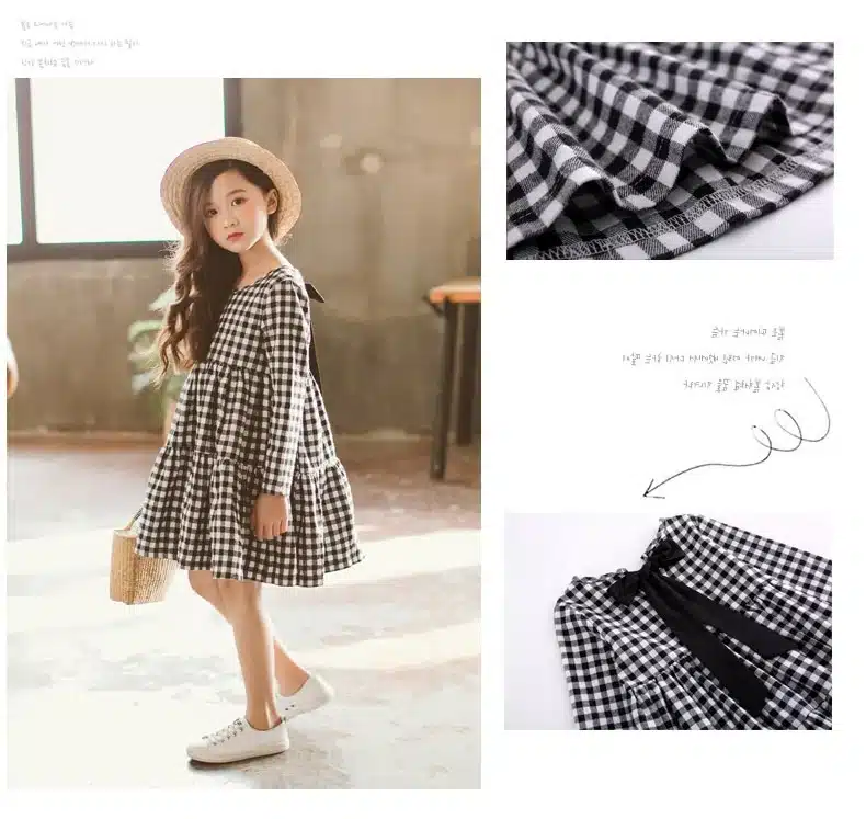 Thick 2019 Autumn New Girls Dresses Children Cotton Dress Kids Plaid Dress Bow Baby Girls' Cotton Dress Toddler Clothes,#2787 16
