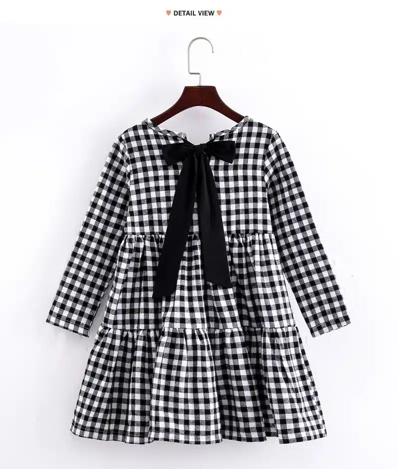 Thick 2019 Autumn New Girls Dresses Children Cotton Dress Kids Plaid Dress Bow Baby Girls' Cotton Dress Toddler Clothes,#2787 17