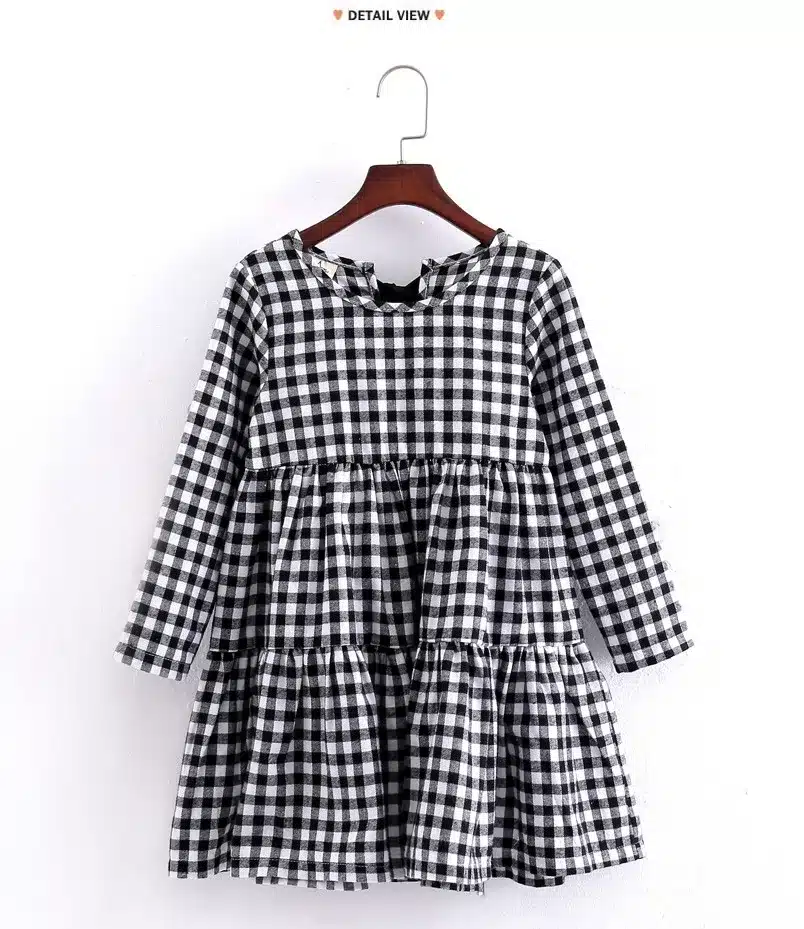 Thick 2019 Autumn New Girls Dresses Children Cotton Dress Kids Plaid Dress Bow Baby Girls' Cotton Dress Toddler Clothes,#2787 18