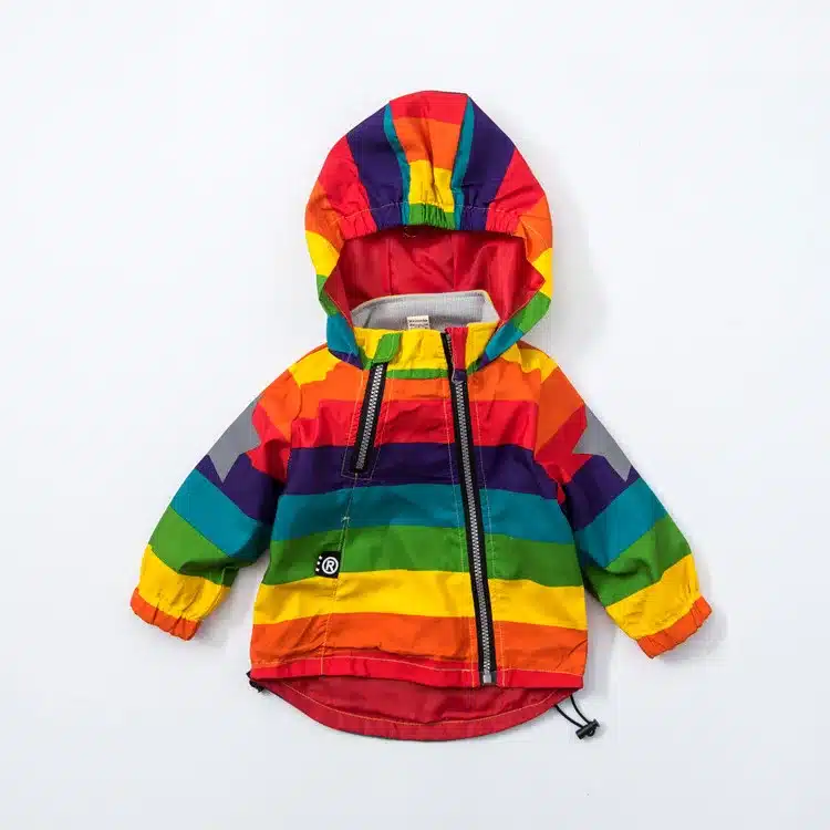 Baby Girl Jacket Boy Hooded Coat Sunscreen Clothes Rainbow Stripe Jacket Baby Boy Long Sleeves Spring And Autumn Kids Clothes 2Y 4