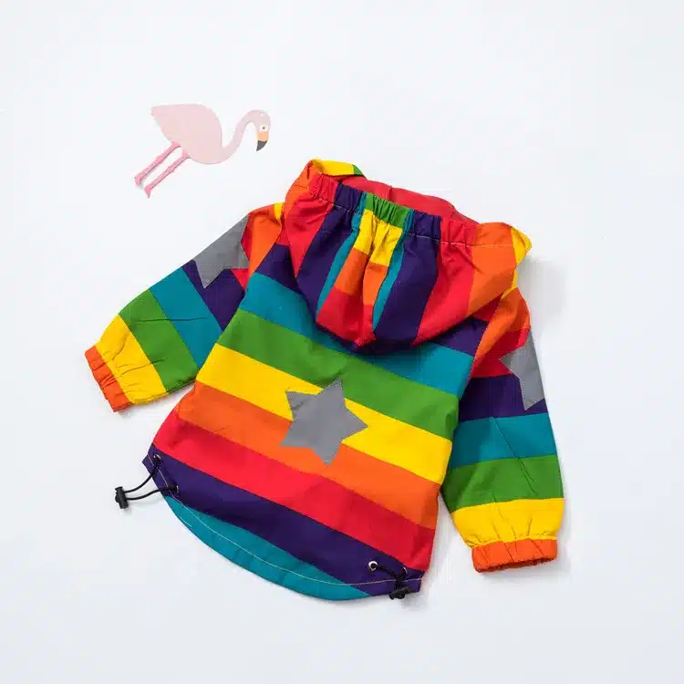 Baby Girl Jacket Boy Hooded Coat Sunscreen Clothes Rainbow Stripe Jacket Baby Boy Long Sleeves Spring And Autumn Kids Clothes 2Y 5