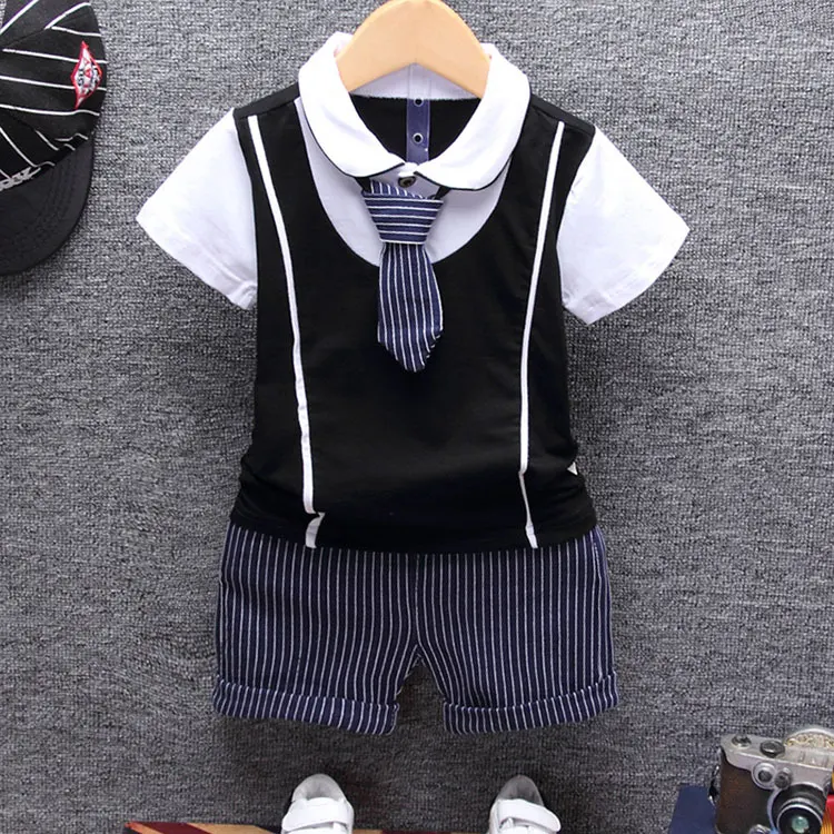 2018 Summer Cotton Baby boy Clothing Sets Formal Infant 1 Year Birthday Party Clothes Suit T-shirt+Pant Children's Cloth Sets 9