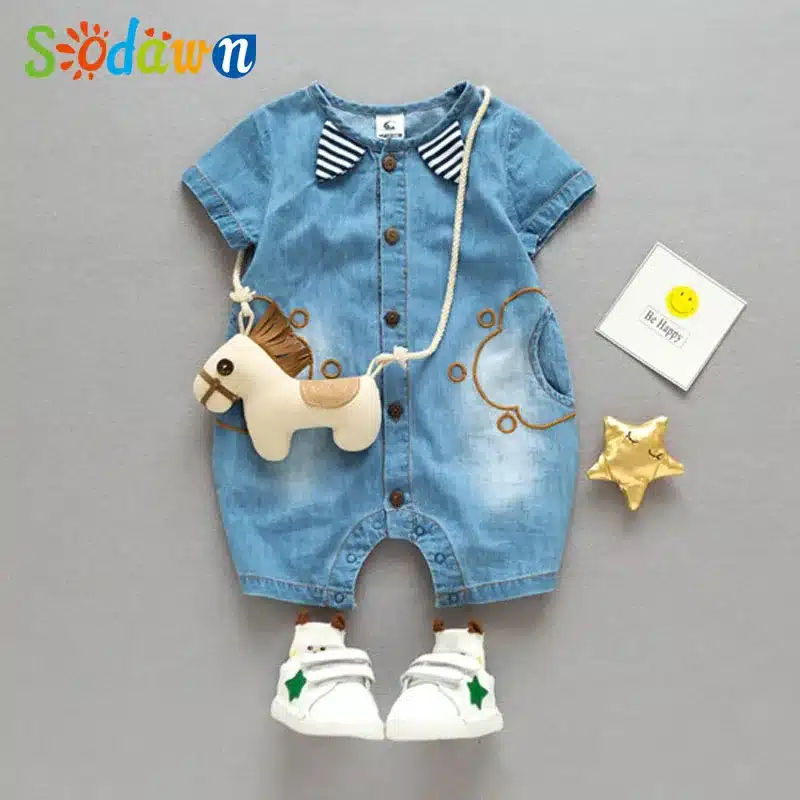 Sodawn Summer New Arrival Denium Baby Boys Clothing Fashion Design Lovely Romper Comfortable Bebe Girls Clothes 18